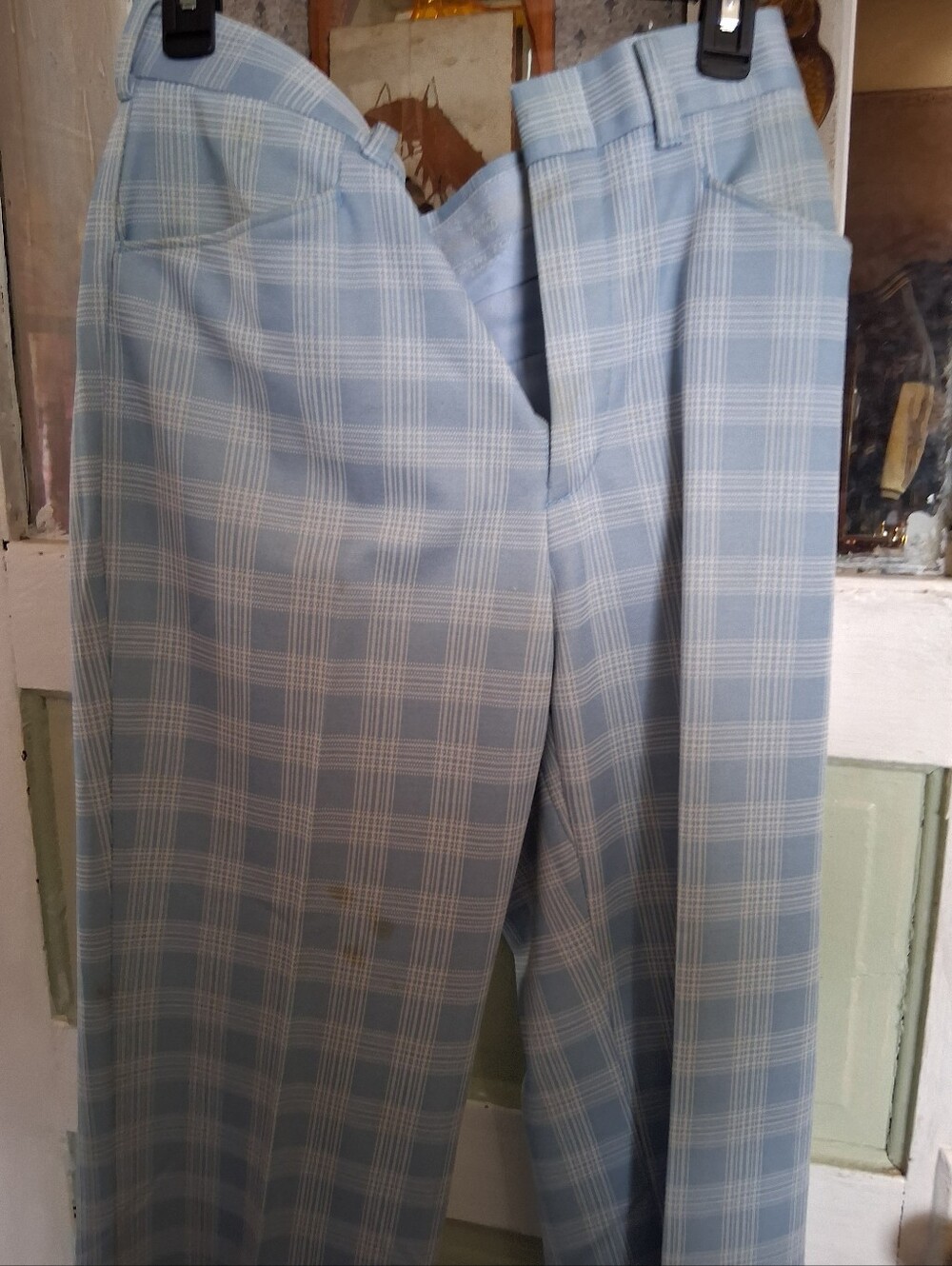 Light Blue Plaid Men’s Dress Pants